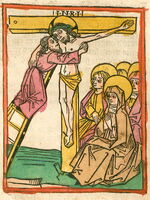Passionstraktat, Kreuzabnahme, Holzschnitt, 1480